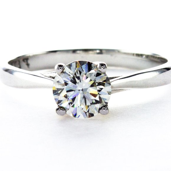 Diamond Solitaire Engagement Ring 1 Carat Round F/VS2 Solid 14k White Gold - Picture 5 of 5